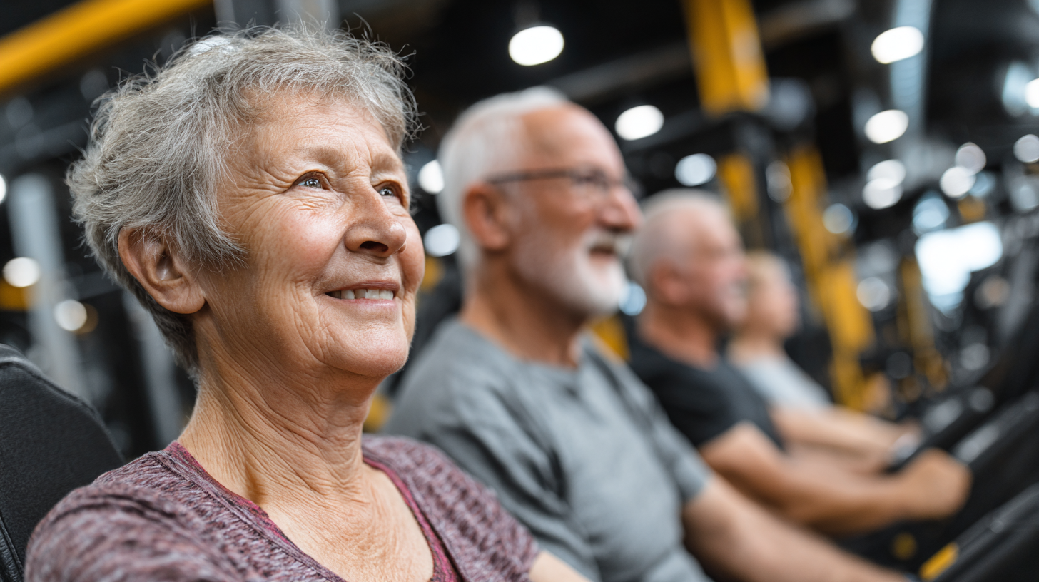 Happy senior woman stretching outdoors with confidence